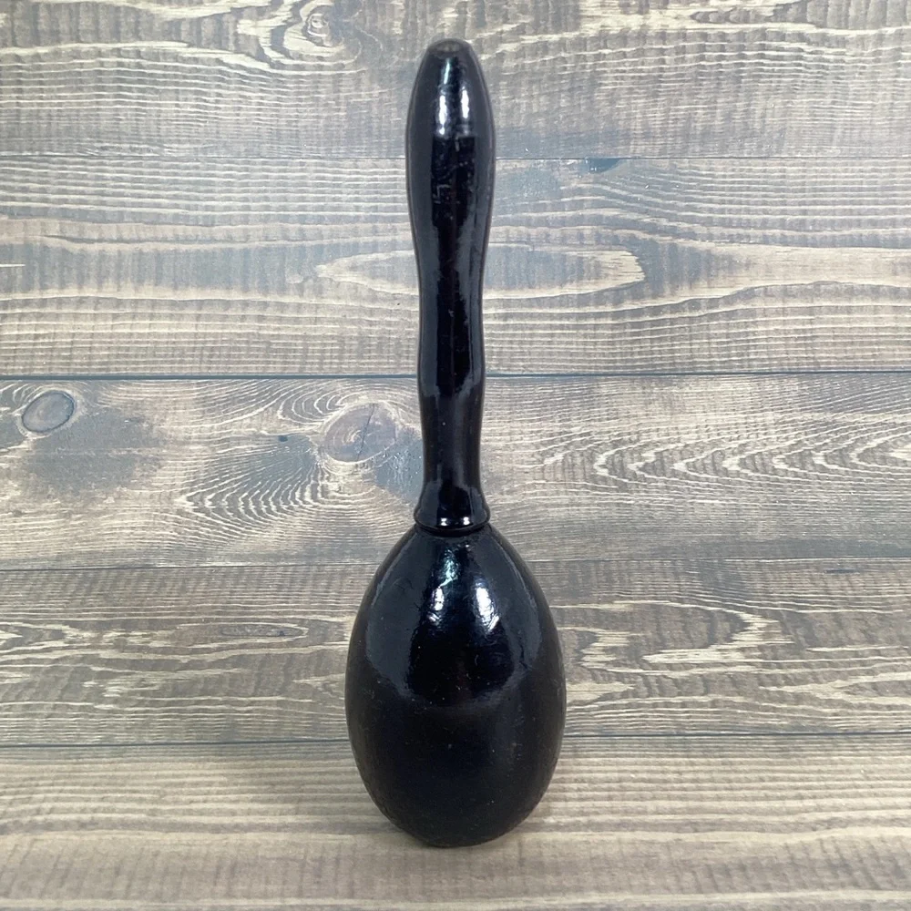 Pair Vintage Black Wood Egg Shaped Sock Darner, Wooden Sewing Tool
